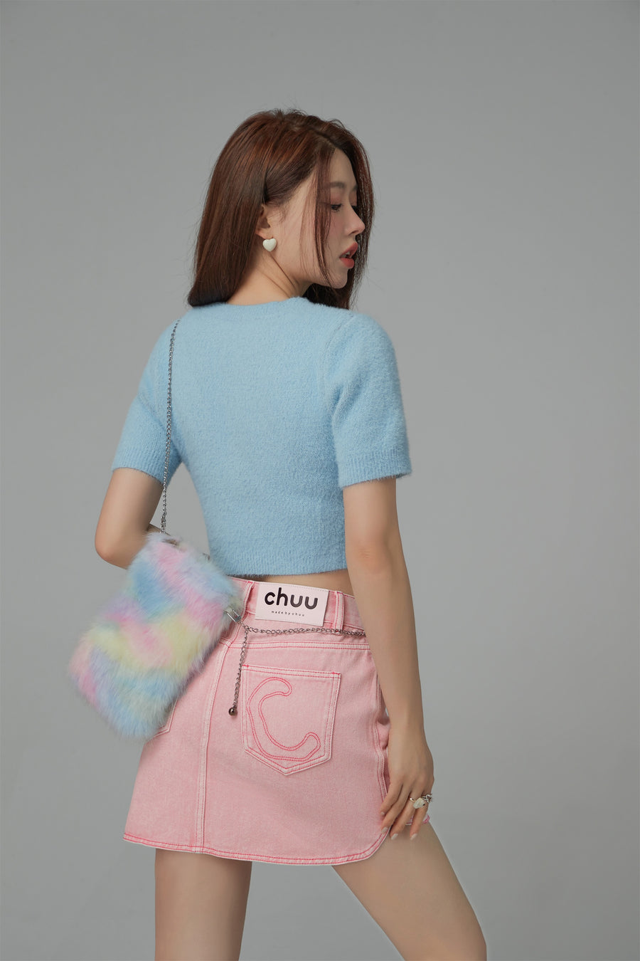 CHUU Heart Pocket Denim Skirt