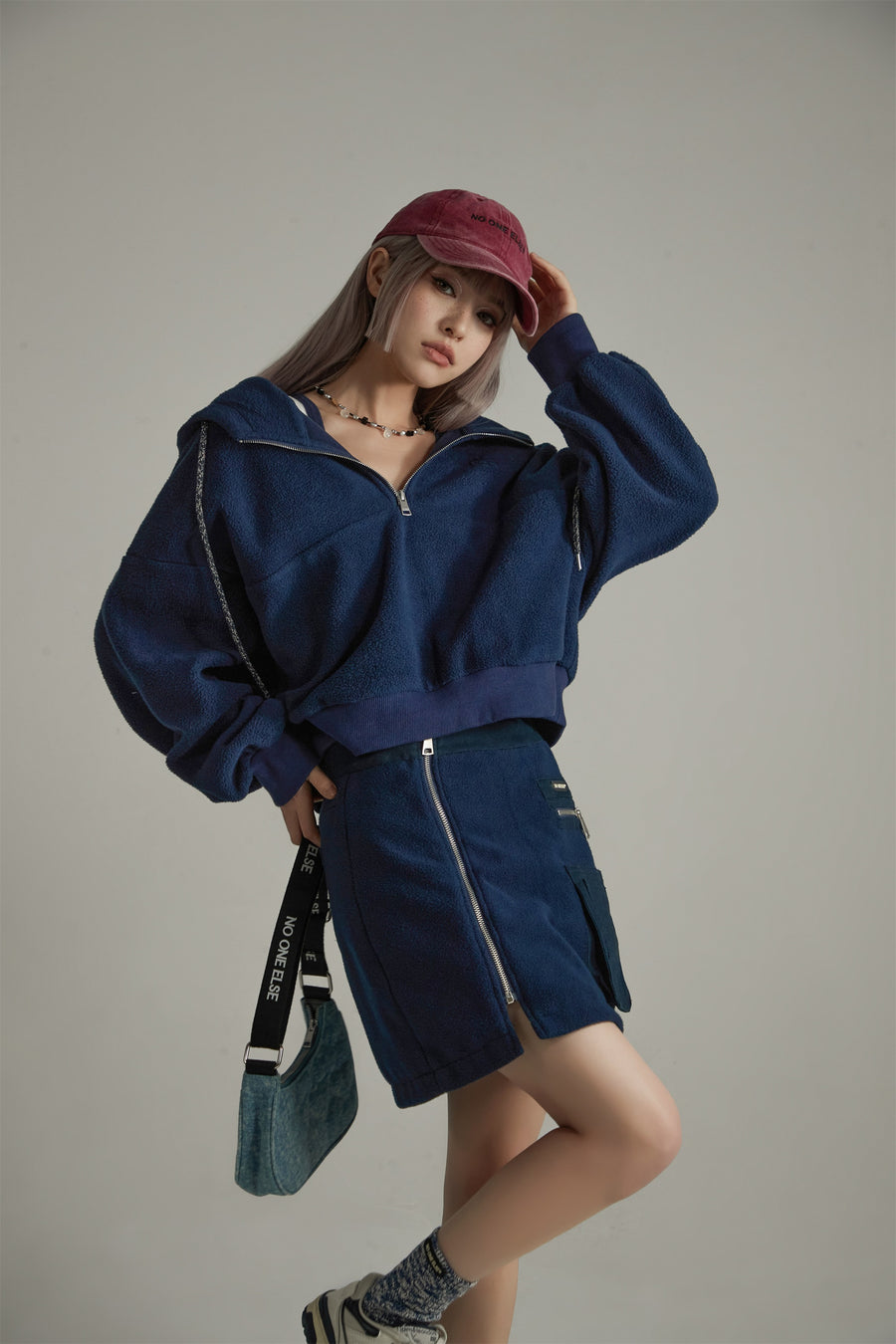 CHUU Pocket Fleece Mini Skirt