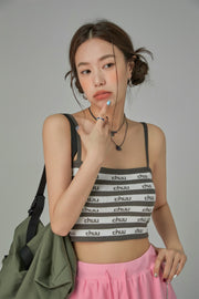 Chuu Logo Stripes Crop Cami Top