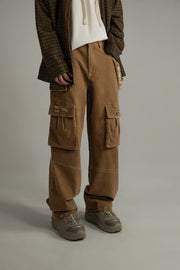 High-Waisted Cargo Straight Pants