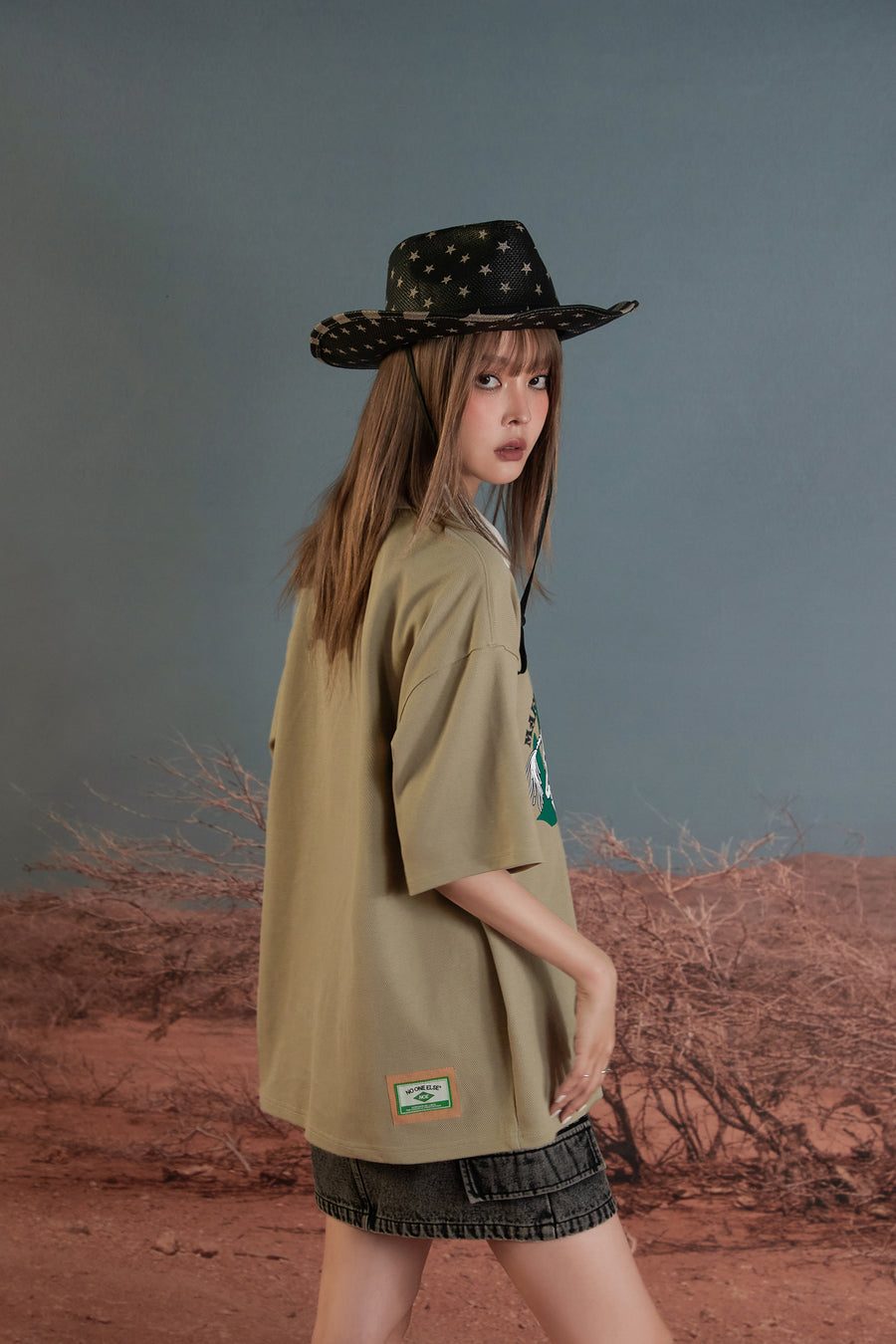 CHUU Skeleton Cowboy Polo T-Shirt
