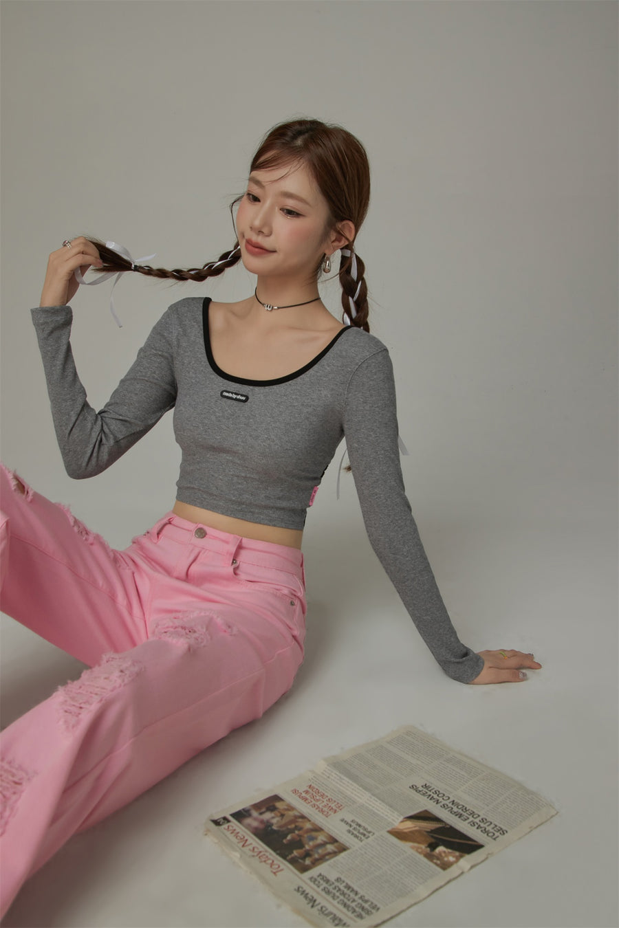 CHUU U-Neck Cropped T-Shirt