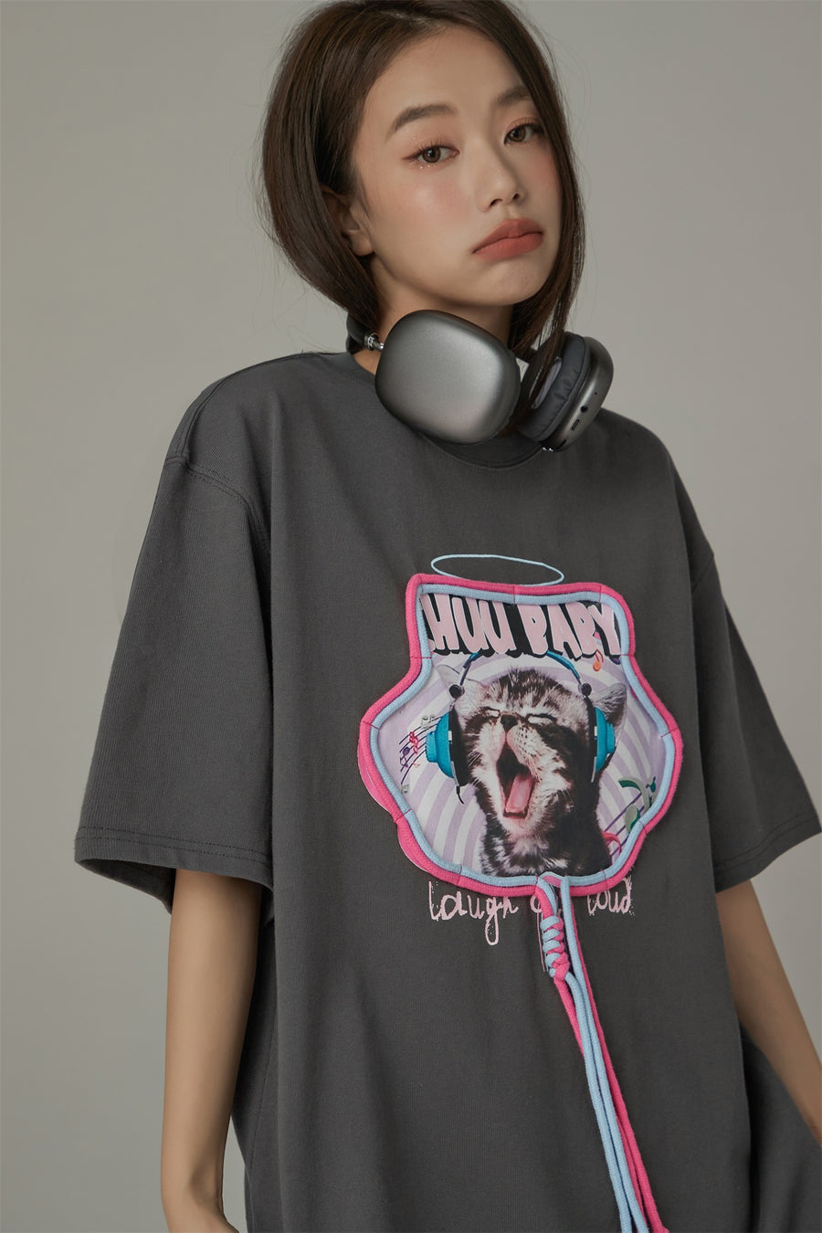 CHUU Music Cat Loose Fit T-Shirt