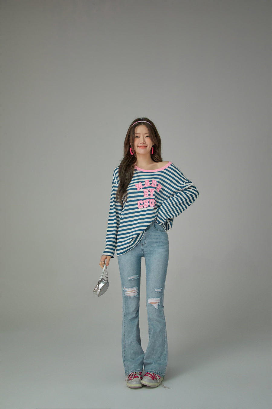 CHUU Cheerful Striped Long Sleeve T-Shirt