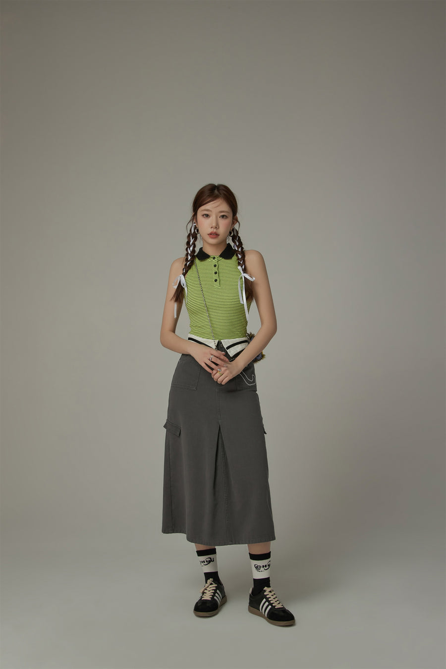 CHUU Collar Stripe Sleeveless Top