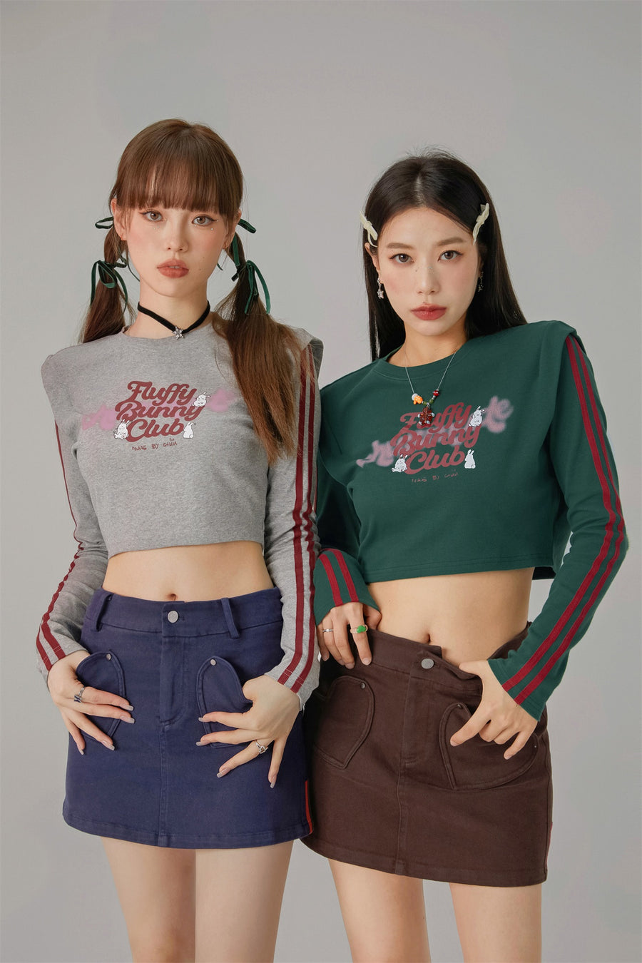 CHUU Heart Pocket Denim Mini Skirt