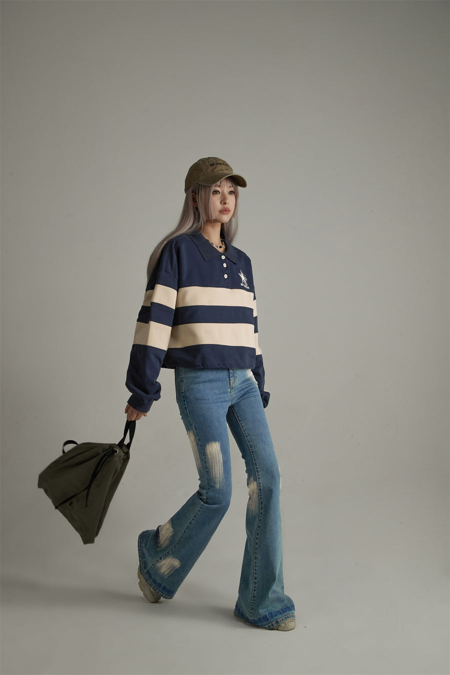 CHUU Polo Neck Vintage Sweatshirt