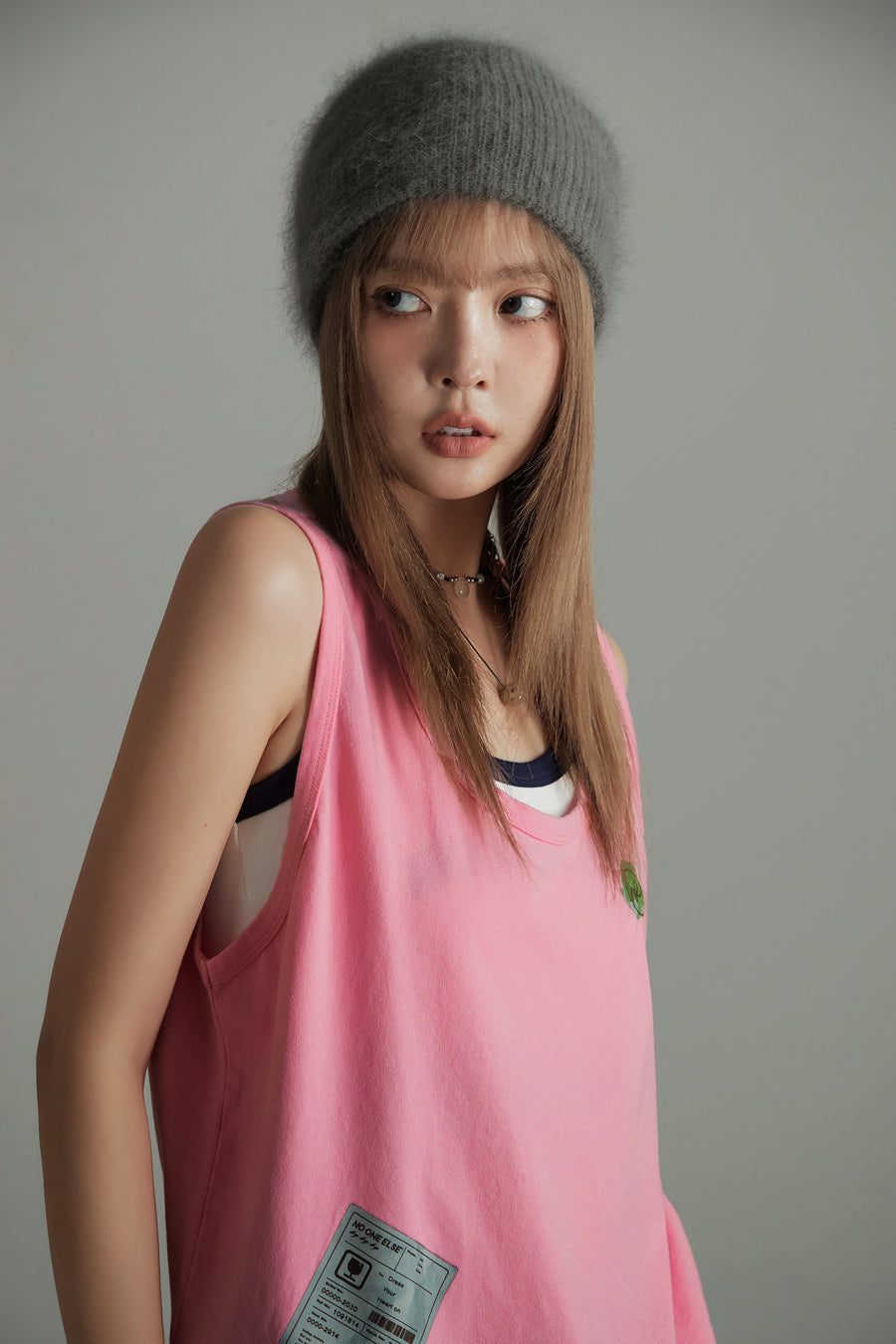 CHUU Fragile Tag Ripped Sleeveless Top