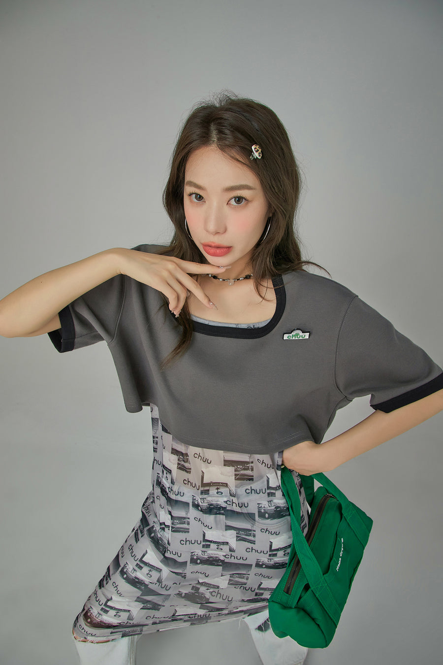 CHUU Boat-Neck Loosefit Crop Top