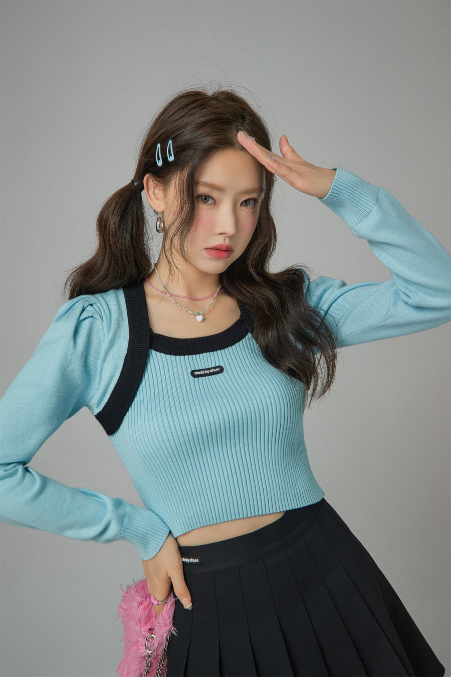 CHUU Jumping With Joy Cropped Knit Top