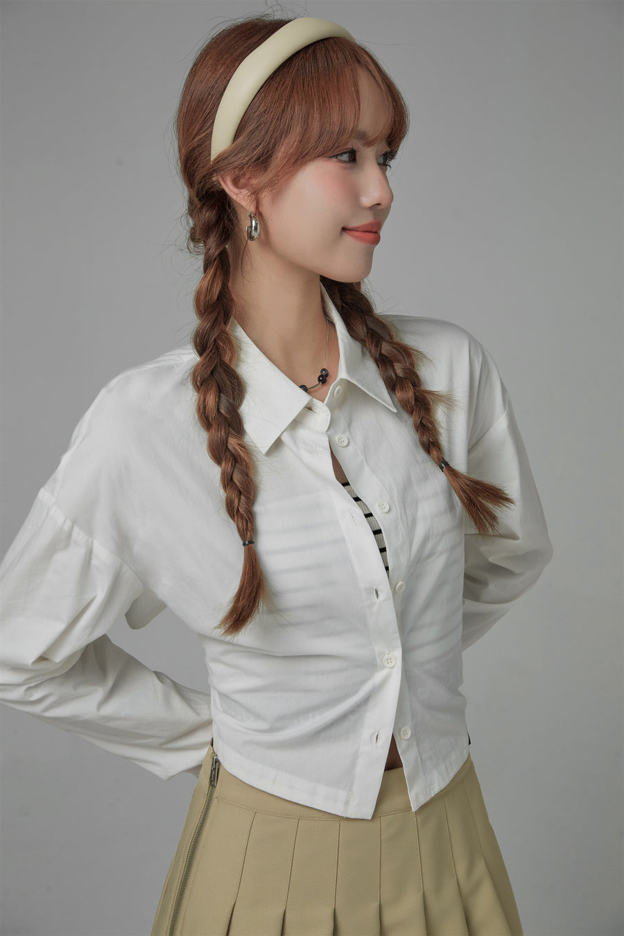 CHUU Back Corset Wrap Long Sleeve Shirt