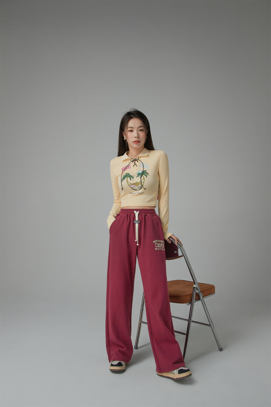 CHUU Pearl Mansion Polo Neck Cropped T-Shirt