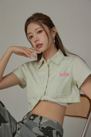 Unbalanced Chuu Baby Cropped Shirt