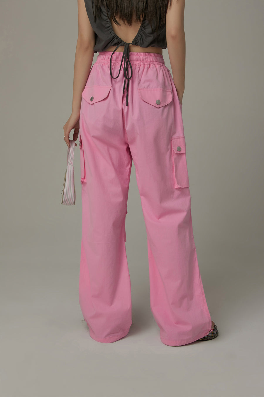 CHUU Basic Color String Cargo Wide Pants