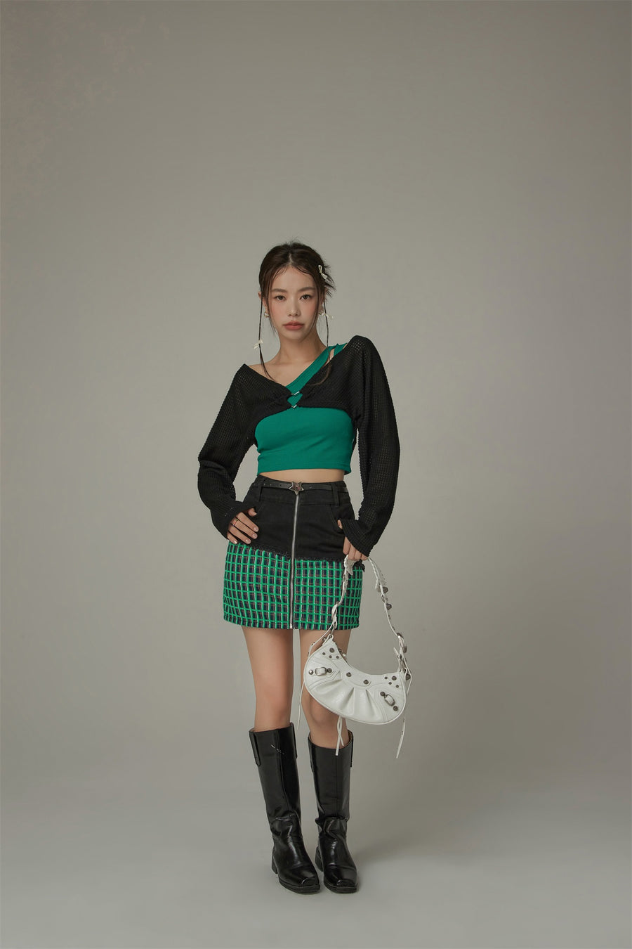 CHUU One Shoulder Slim Crop Top