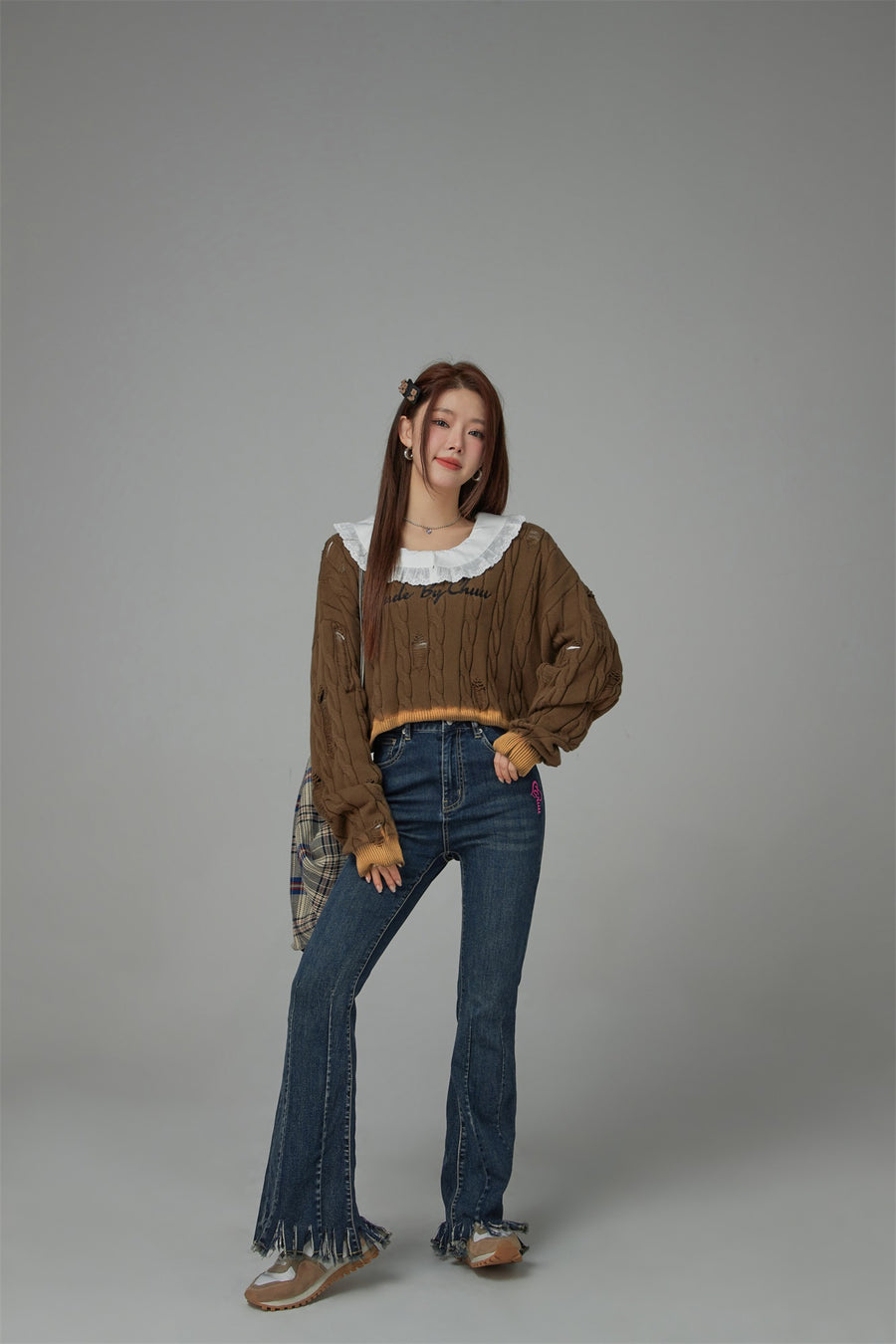 CHUU Made By Chuu Damaged Cable Knit Sweater