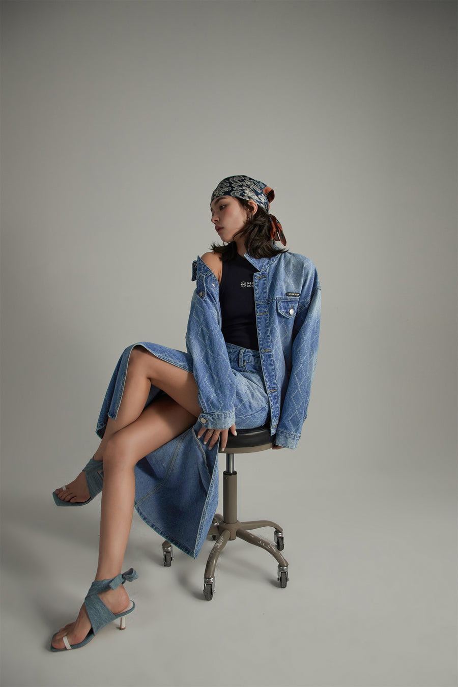 CHUU Argyle Denim Jacket