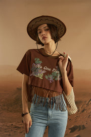 Fringe Butterfly Embroidered T-Shirt