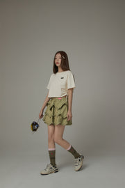 Side String Chuu Printed Design Cropped T-Shirt