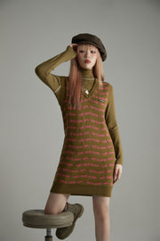 Noe Lettering V-Neck Dress