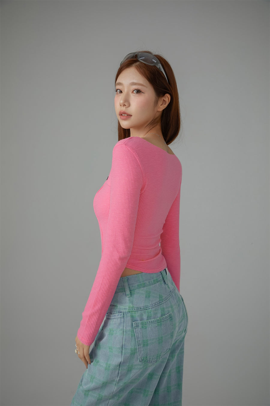 CHUU Line Color Matching Slim T-Shirt