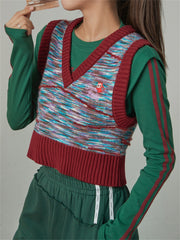 When I Am With You Embroidered V-Neck Sleeveless Knit Vest