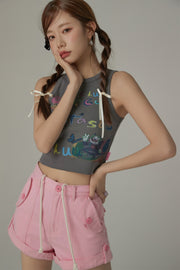 Circus Printed Sleeveless Crop Top