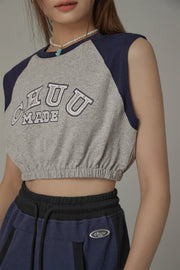 Color Matching Cropped Sleeveless Top