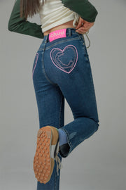 Heart Pocket Bootcut Denim Pants