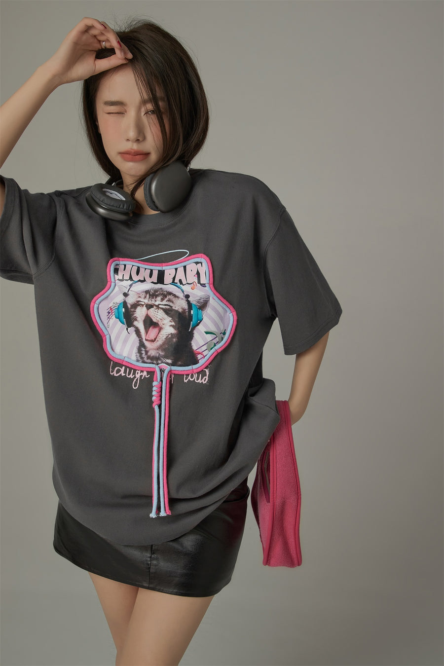 CHUU Music Cat Loose Fit T-Shirt