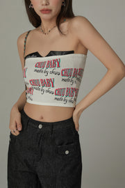 Chuu Baby Faux Leather Knit Tube Top