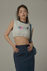 By Chuu Color String Back Cutout Sleeveless Crop Top