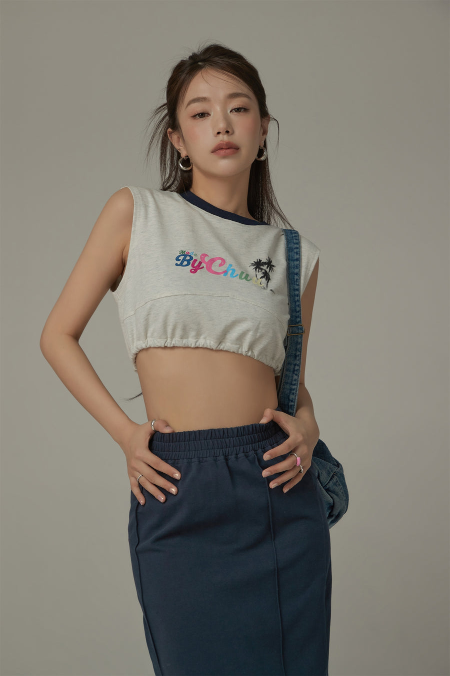 CHUU By Chuu Color String Back Cutout Sleeveless Crop Top