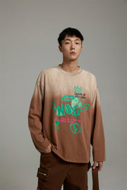 Angel Graffiti Logo Gradient Long-Sleeves Top