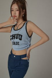 String Color Matching Line Sleeveless Top