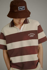 Open Collar Stripe Color T-Shirt