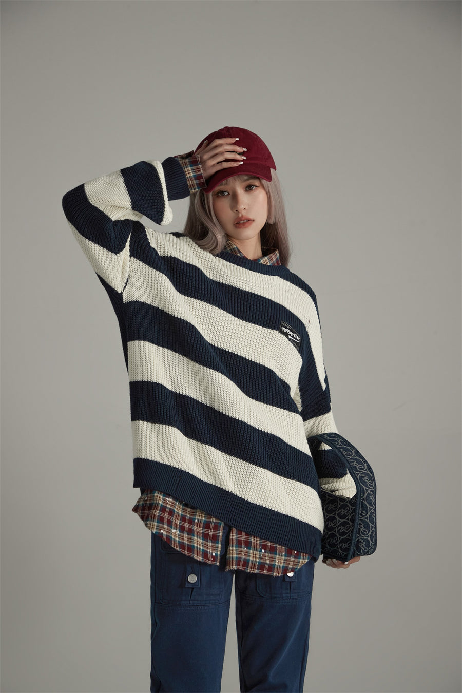 CHUU Stripe Loose Fit Knit Sweater