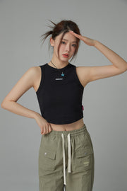 Color Slim Sleeveless Crop Top