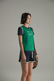 Embroidered Color Two Toned T-Shirt