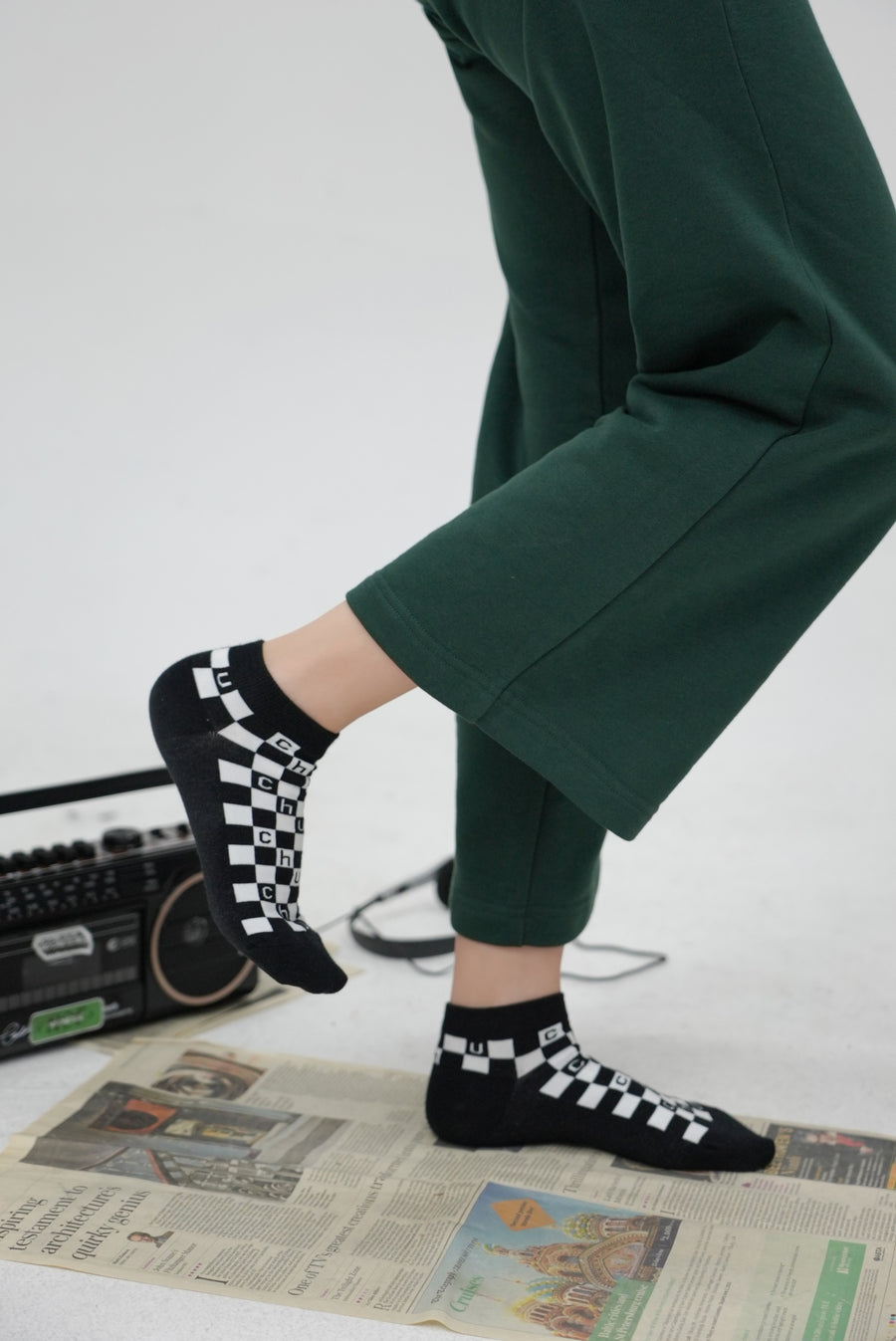 CHUU Checkerboard Fake Socks