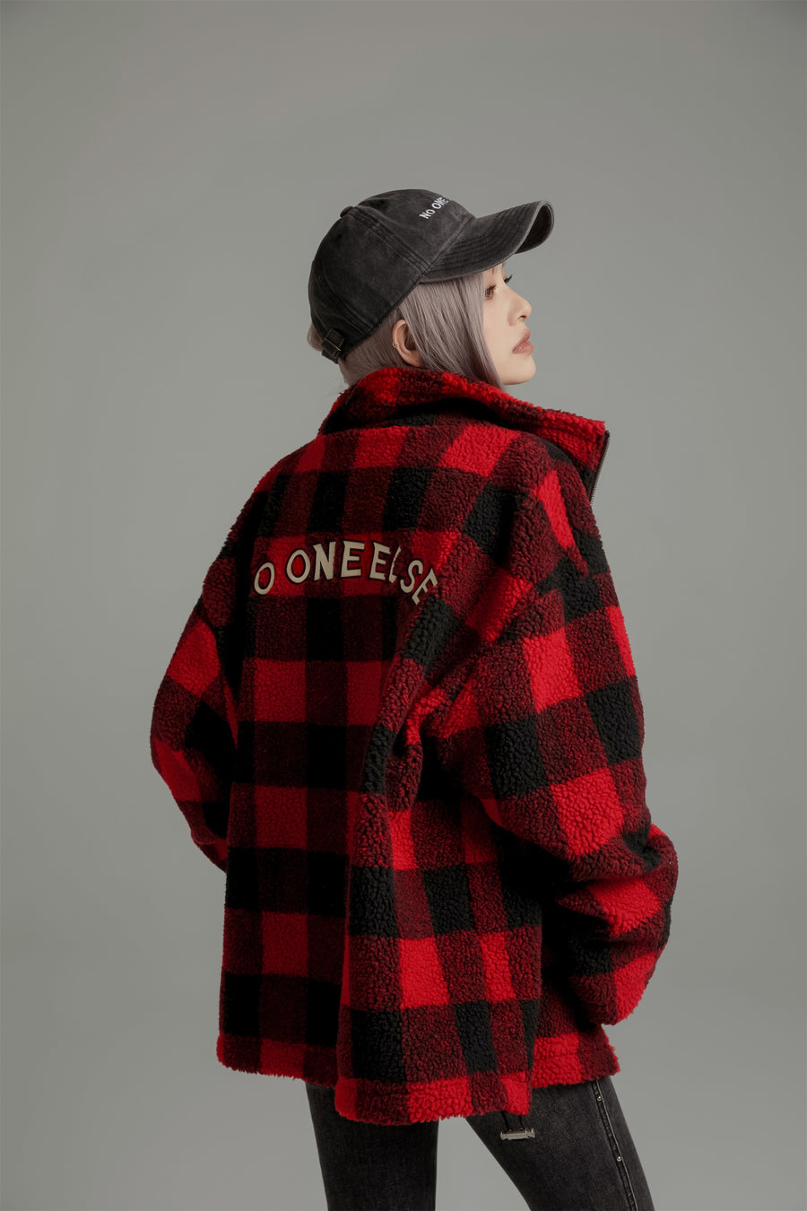 CHUU Classic Check Fleece Zip-Up Jacket