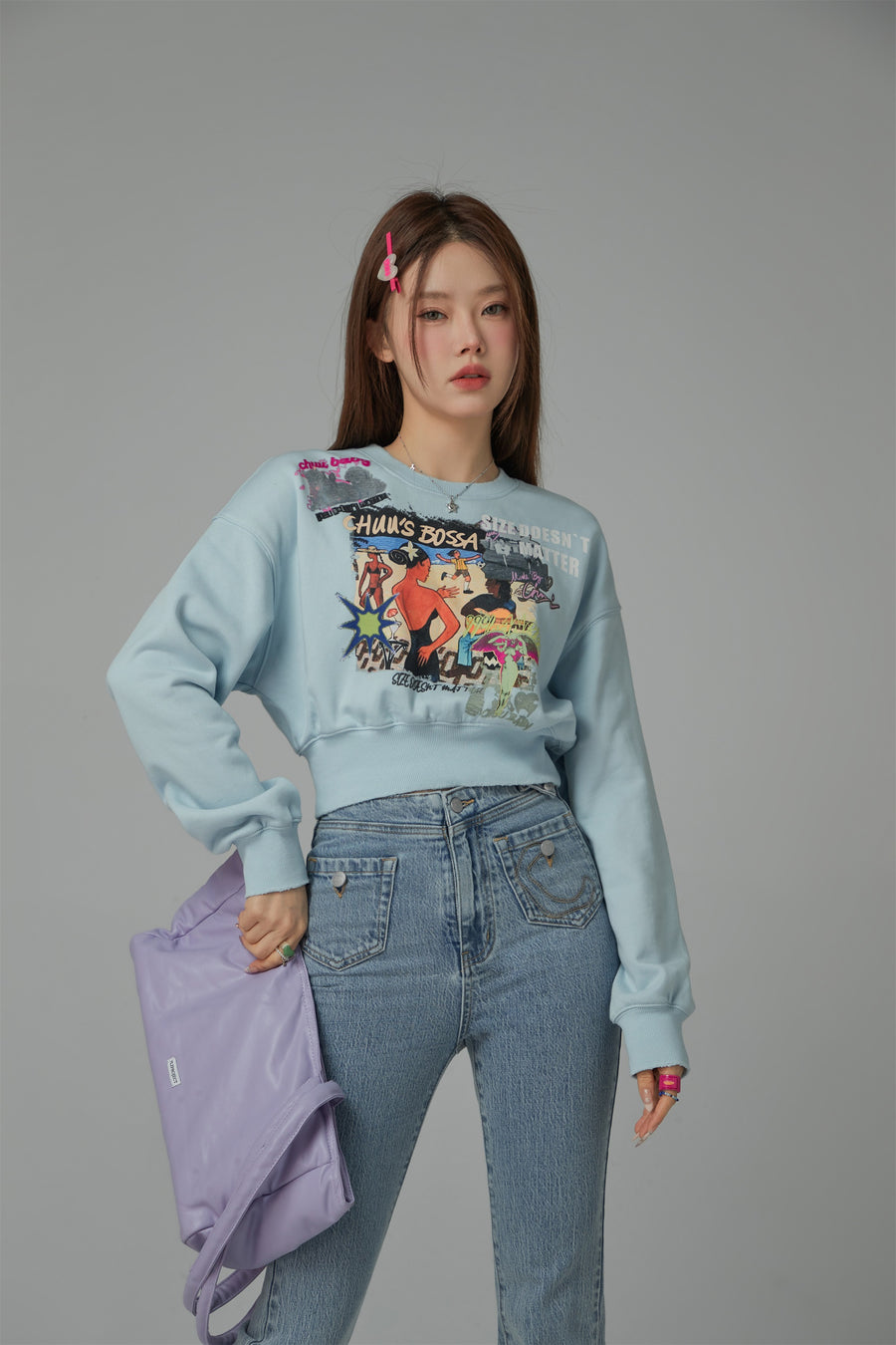 CHUU Sized Doesnt Matter Beach Day Printed Sweatshirt