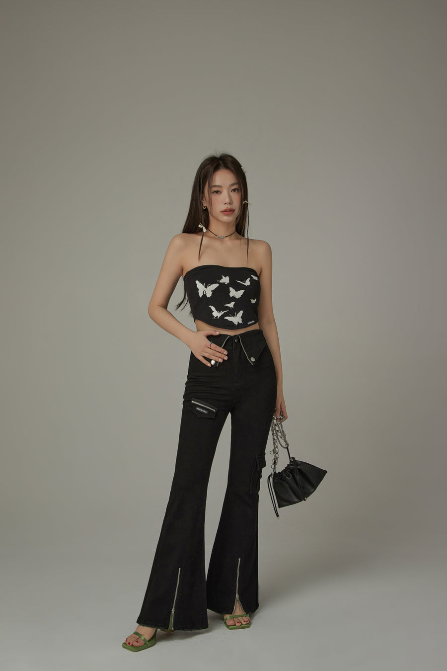 CHUU Zipper Slits Bootcut Pants