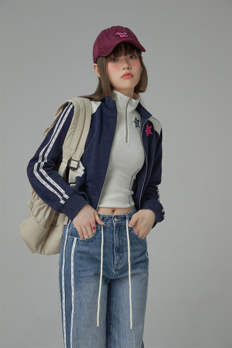 CHUU Whistle Vintage Cropped Zip-Up