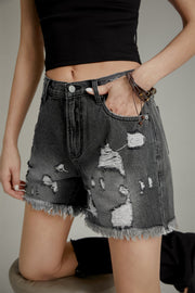 Distressed Denim Shorts