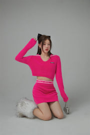 Your Sweetheart Open Collar Cropped Knit Top