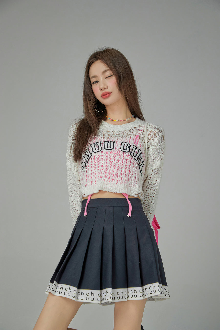 CHUU Hem Band Mini Tennis Pleated Skirt