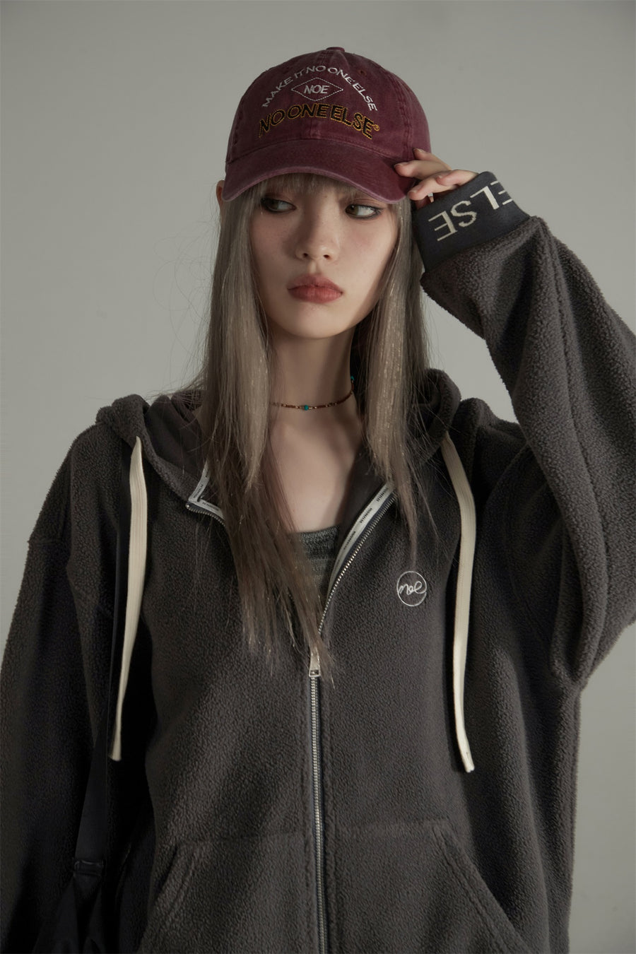 CHUU No One Else Fleece Zip-Up Hoodie