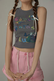 Circus Printed Sleeveless Crop Top