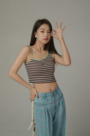 Unbalanced Striped Sleeveless Crop Top